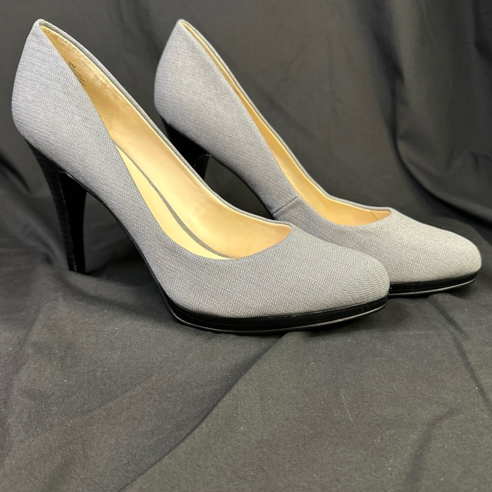 Nine West Heels Womens 9M Rocha Platform Pump Gray Casual Stiletto Slip On